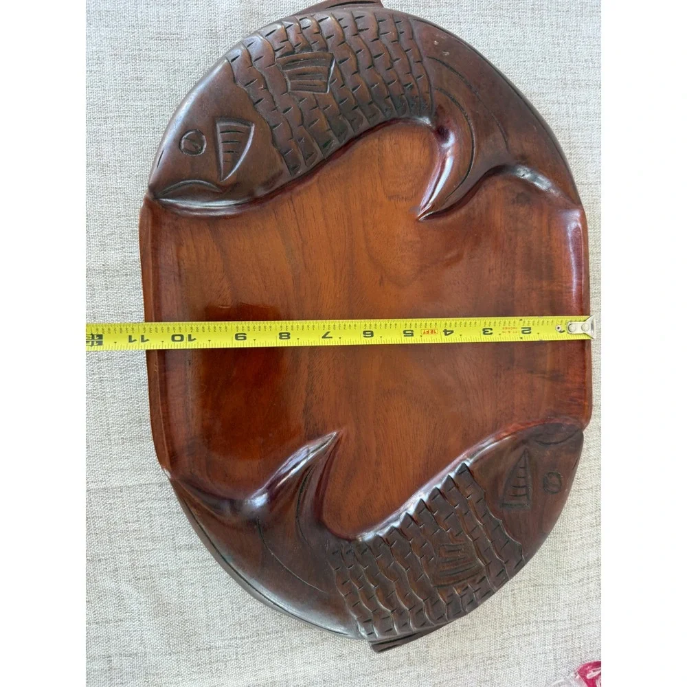 Hand carved vintage fish Sushi Serving Tray 15.5
